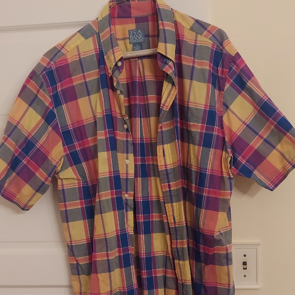 Jos. A. Bank Vibrant Plaid Button Down Shirt
